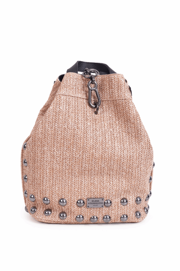 Black N' Metal Backpack Vegan Straw Pink