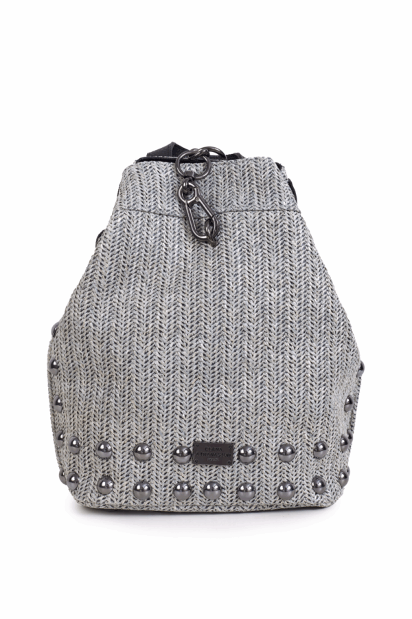 Black N' Metal Backpack Vegan Straw Grey