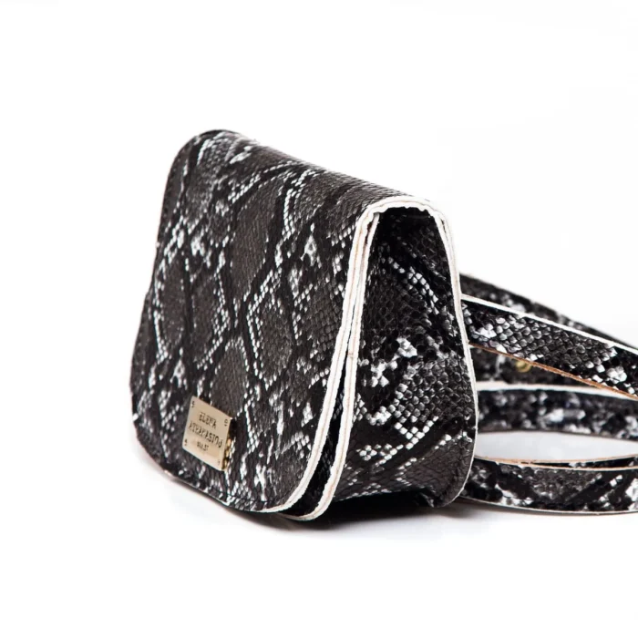 Double Belt Bag Snake Τσάντα Εξοδου Μαύρη - Image 2
