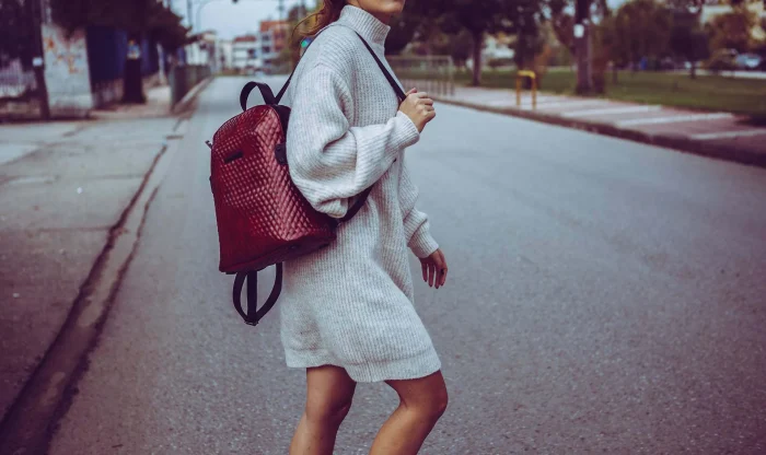 Biker Vinyl Backpack Γυναικείο Βουργουνδί - Image 5