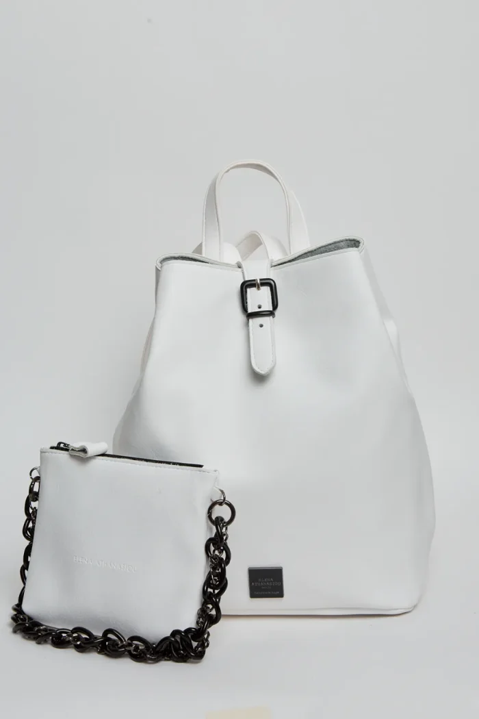 Retro Chain Backpack Γυναικείο Λευκό - Image 2
