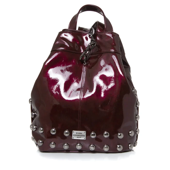 Black N' Metal Vinyl Backpack Γυναικείο Βουργουνδί - Image 2