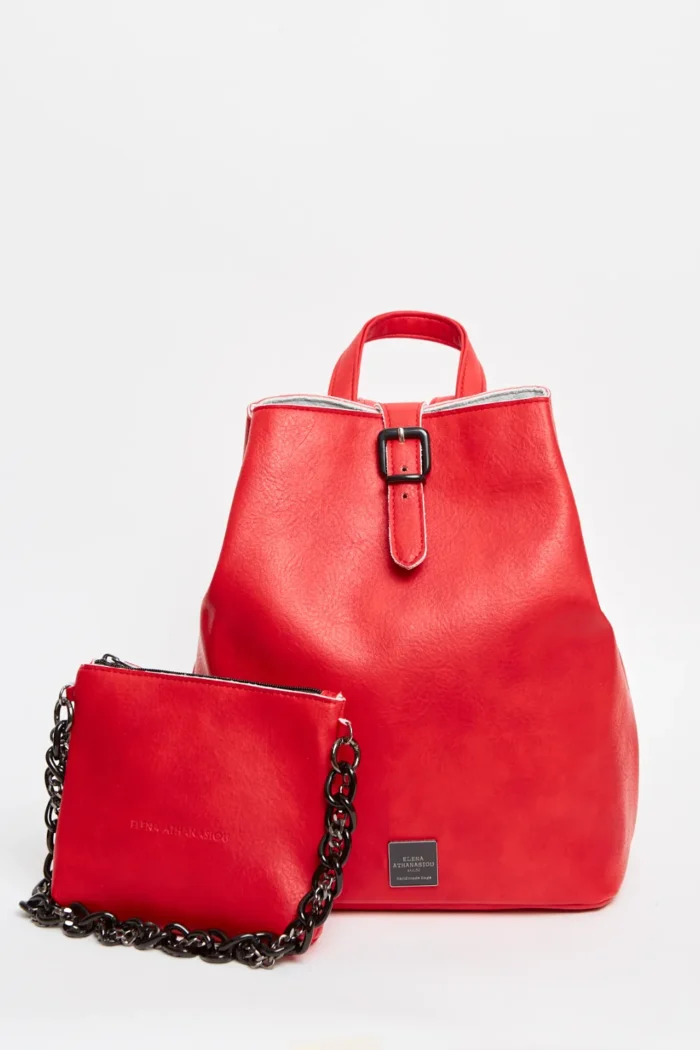 Retro Chain Backpack Γυναικείο Κόκκινο - Image 2