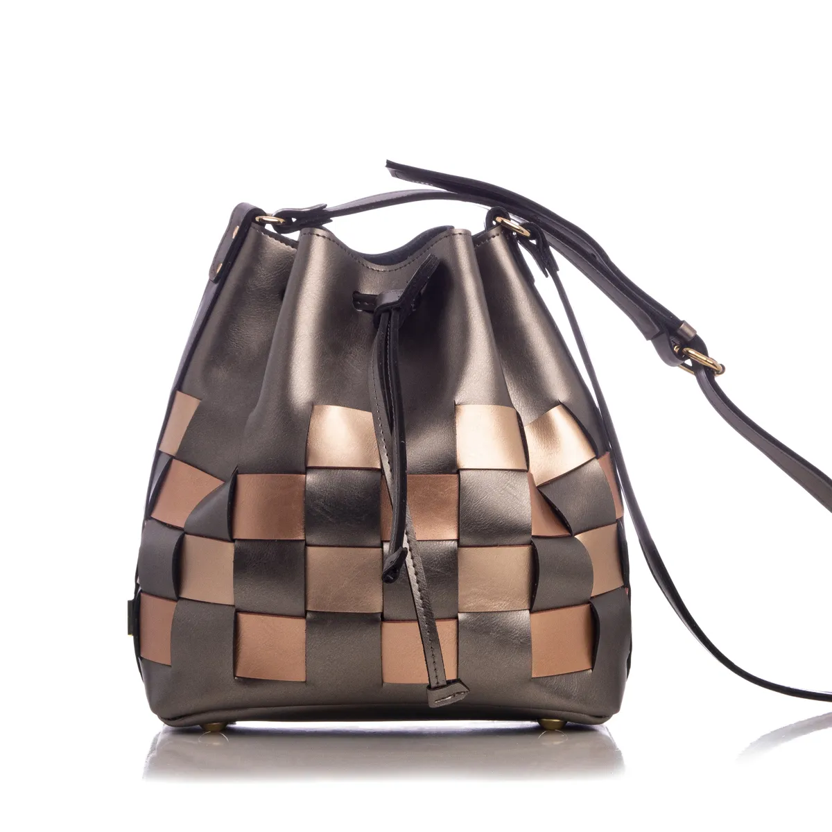 Straw Pouch Bag ΤΡΙΧΡΩΜΟ ΑΝΘΡΑΚΙ - Image 1