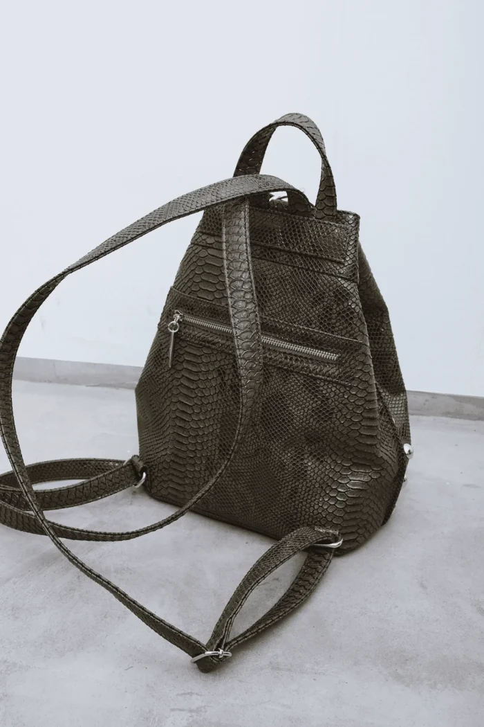 Black N' Metal Croco Backpack Γυναικείο Χακί - Image 5