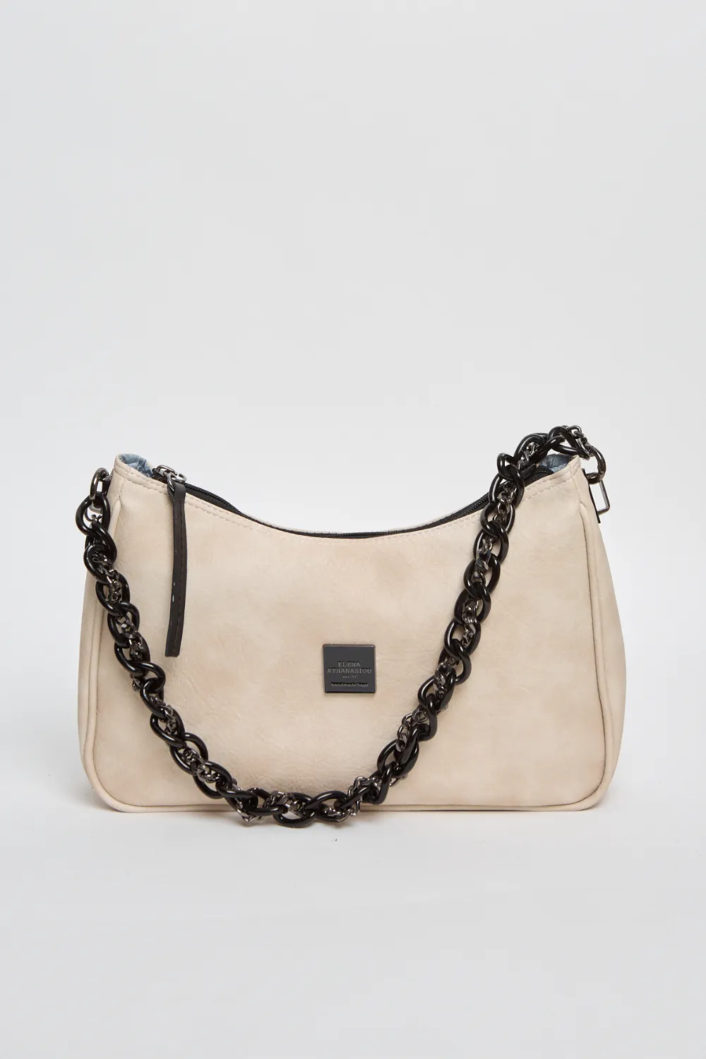 Retro Chain Baguette Bag Μπεζ - Image 1