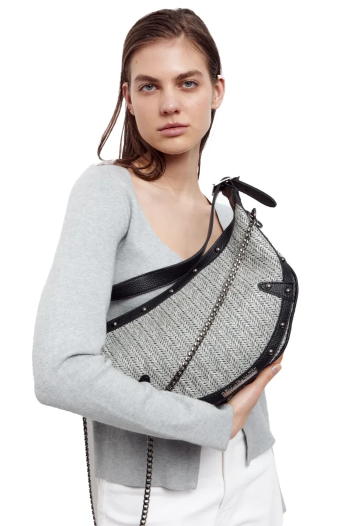 Hype Vegan Straw Τσάντα ωμο Γκρι - Image 6