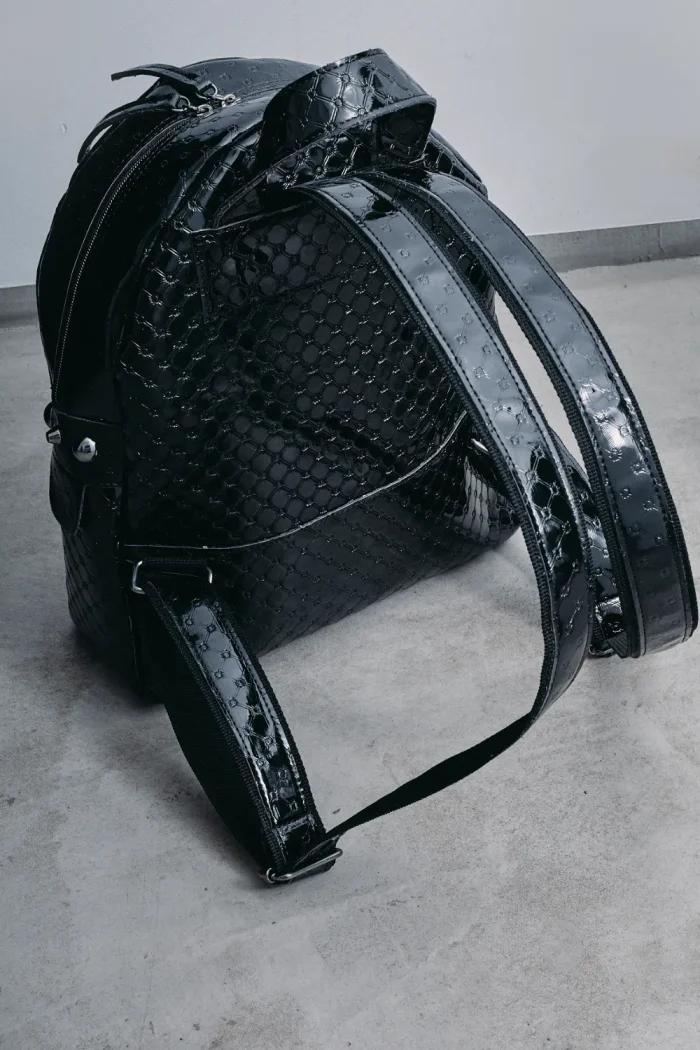 Retro Backpack Γυναικείο Λουστρίνι Μαύρo Small - Image 6