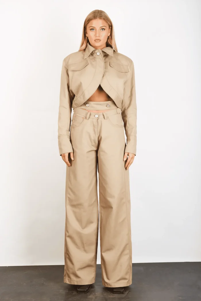 Andriana Crop Jacket Apparel  Beige - Image 6