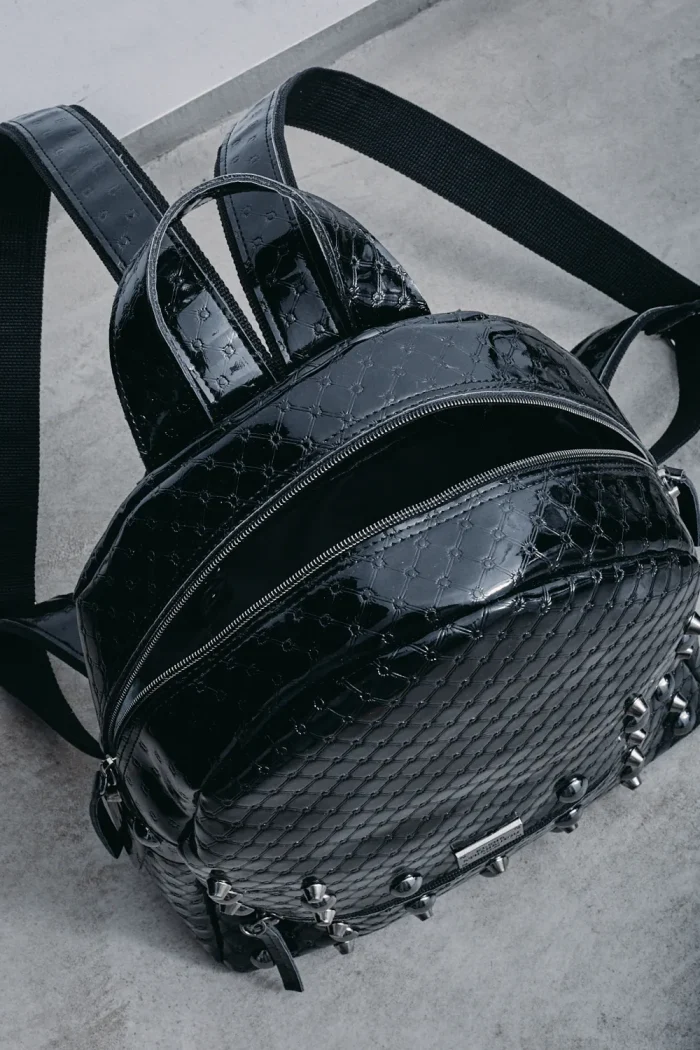 Retro Backpack Γυναικείο Λουστρίνι Μαύρo Small - Image 7