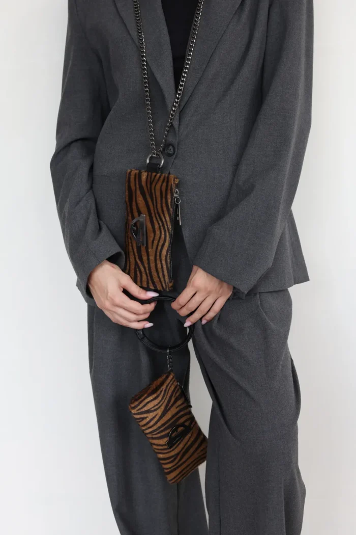 Chain Wallet Phone Bag Zebra Brown - Image 4