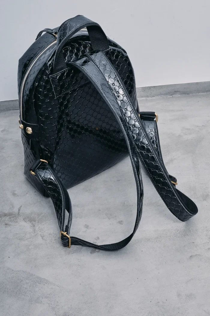 Retro Backpack Γυναικείο Λουστρίνι Μαύρo Small - Image 5