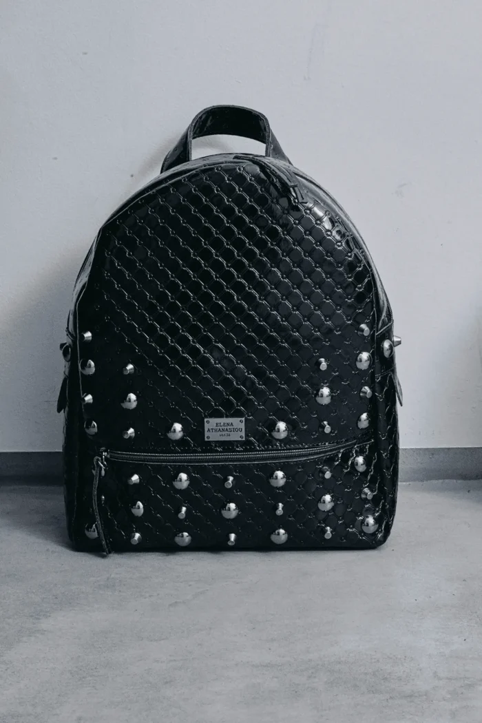 Retro Backpack Γυναικείο Λουστρίνι Μαύρη Large - Image 2