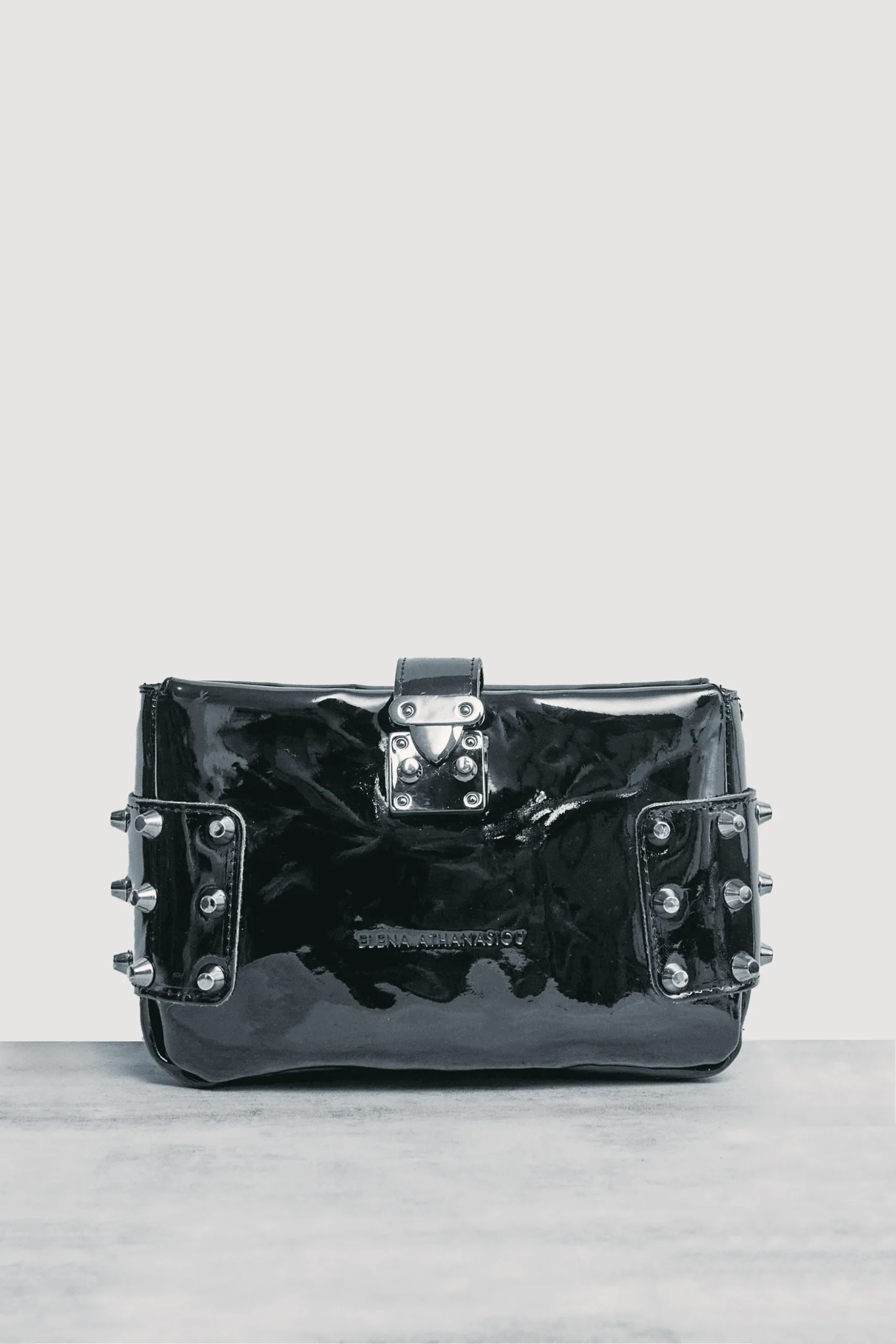 City Lady Vinyl Clutch Bag Black Silver - Image 1