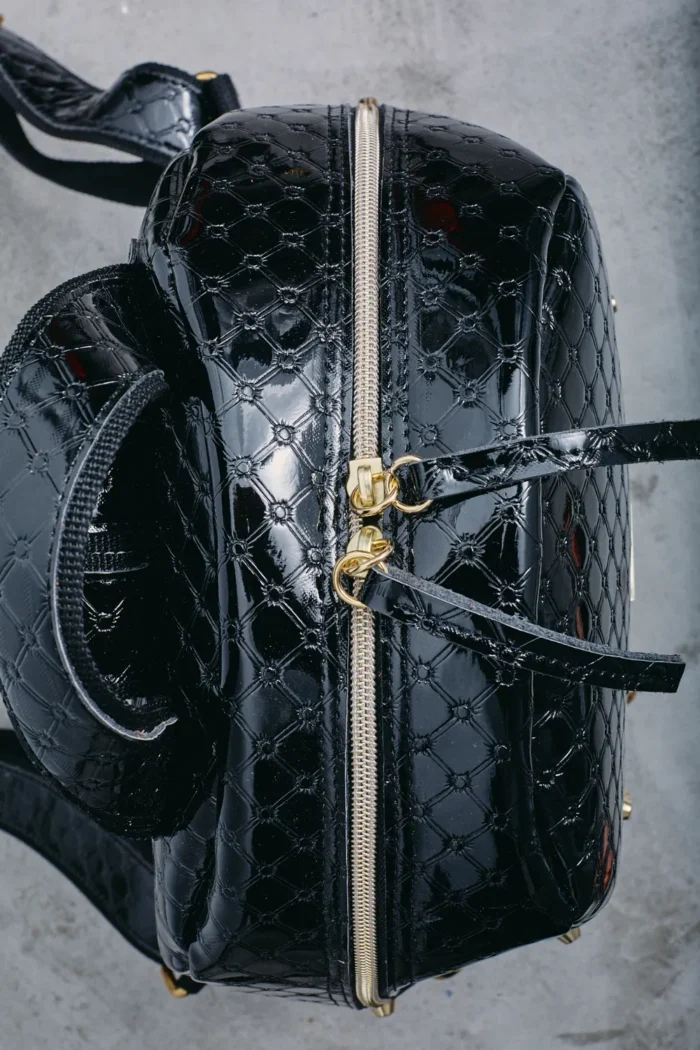 Retro Backpack Γυναικείο Λουστρίνι Μαύρη Large - Image 4