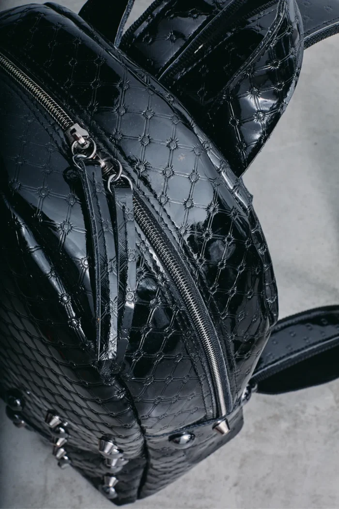 Retro Backpack Γυναικείο Λουστρίνι Μαύρη Large - Image 5