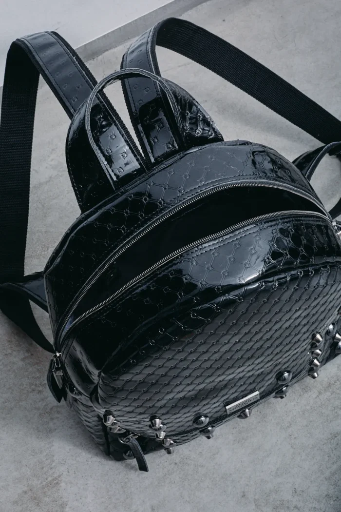 Retro Backpack Γυναικείο Λουστρίνι Μαύρη Large - Image 6