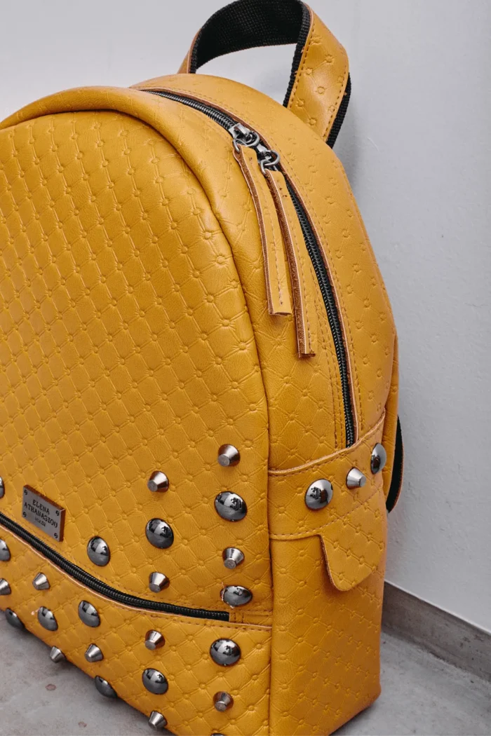 Retro Backpack Γυναικείο Λουστρίνι Κίτρινο Large - Image 8