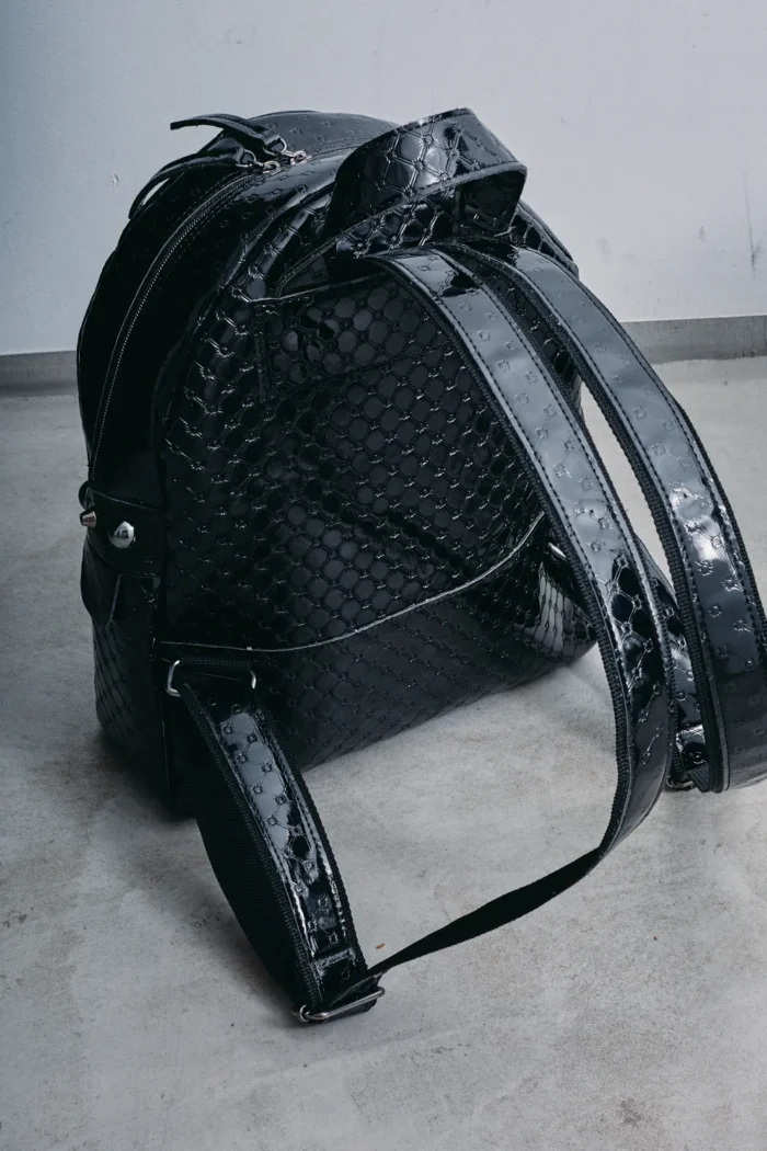 Retro Backpack Γυναικείο Λουστρίνι Μαύρη Large - Image 7