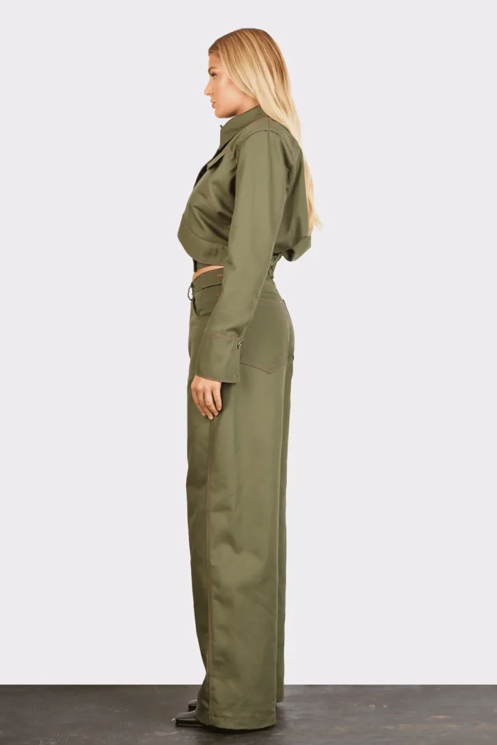 Andriana Crop Jacket Apparel  Khaki - Image 2