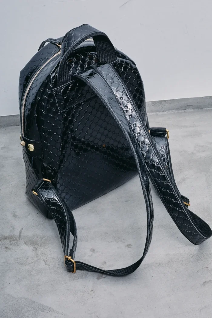 Retro Backpack Γυναικείο Λουστρίνι Μαύρη Large - Image 8