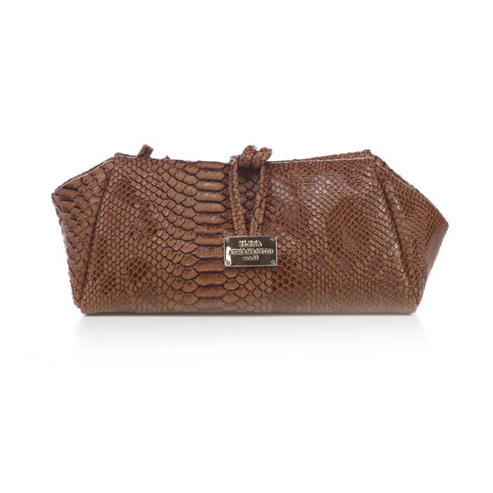 Lunchbag Croco Τσάντα Εξοδου Καφε Large - Image 3