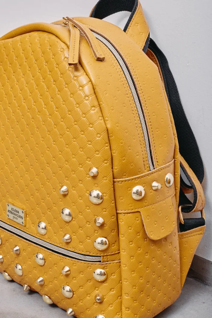 Retro Backpack Γυναικείο Λουστρίνι Κίτρινο Large - Image 4