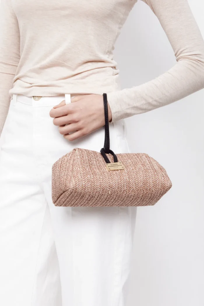 Lunchbag Vegan Straw Τσάντα Εξοδου Ροζ - Image 3