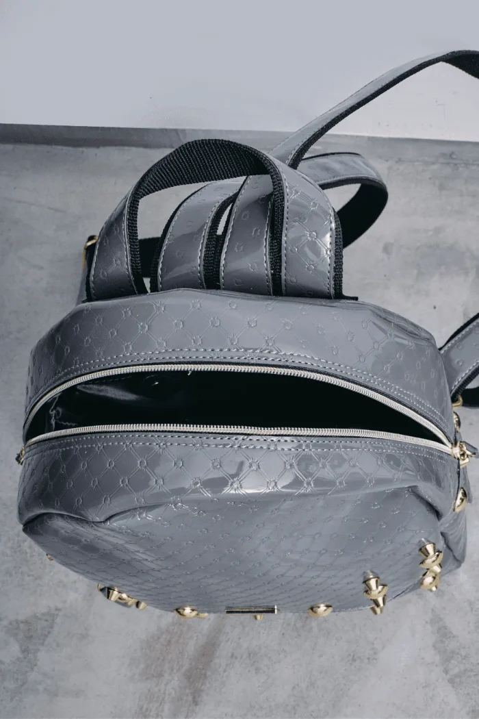 Retro Backpack Γυναικείο Λουστρίνι Γκρι Large - Image 4