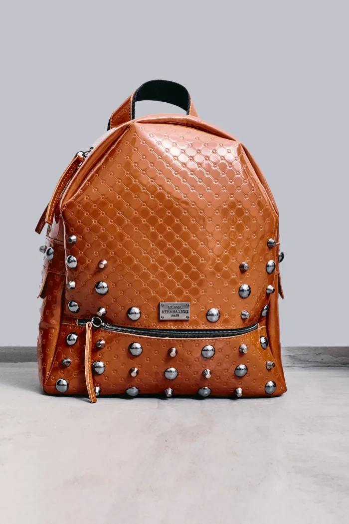 Retro Backpack Γυναικείο Λουστρίνι Κονιάκ Large - Image 2