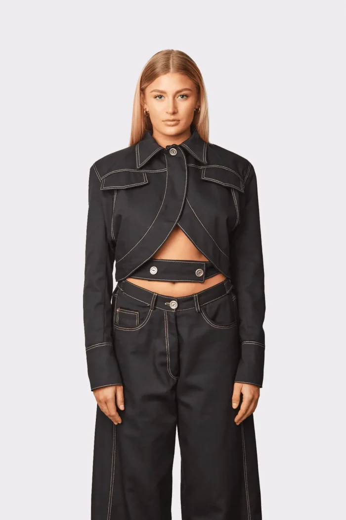 Andriana Crop Jacket Apparel  Black - Image 3