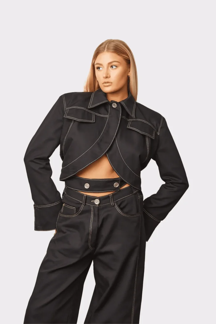 Andriana Crop Jacket Apparel  Black - Image 4