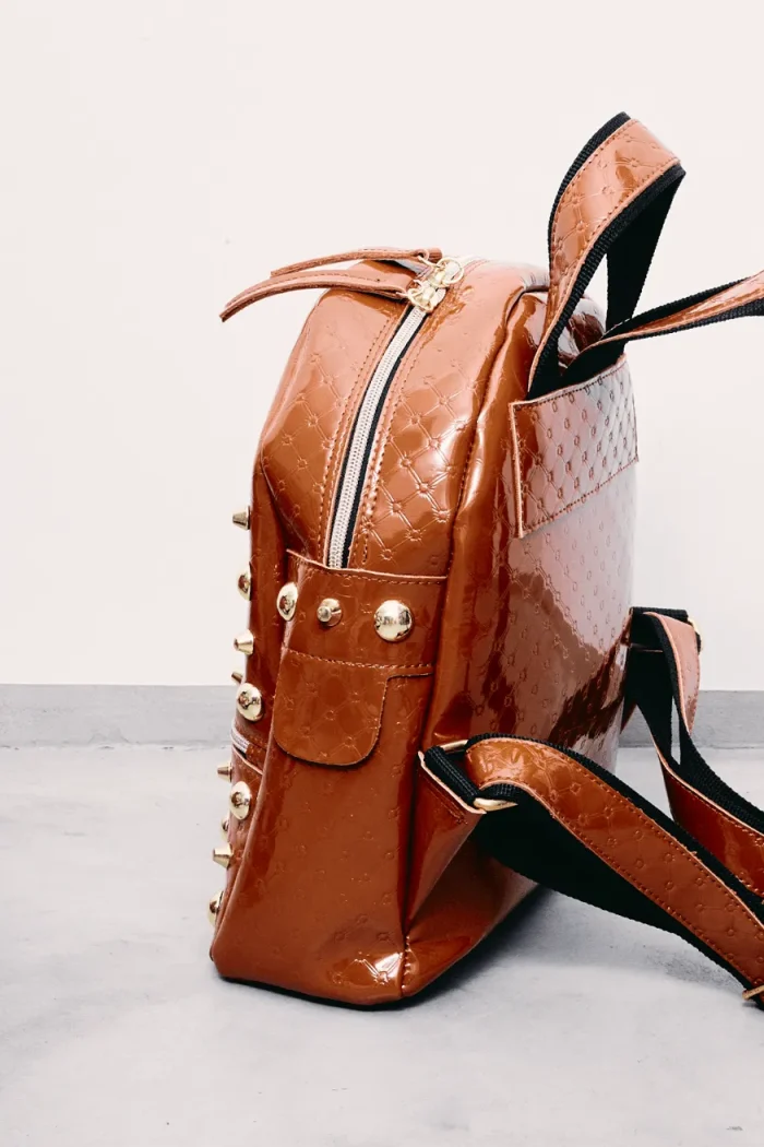 Retro Backpack Γυναικείο Λουστρίνι Κονιάκ Small - Image 3
