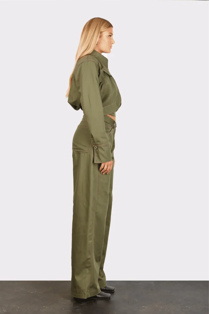 Andriana Crop Jacket Apparel  Khaki - Image 5