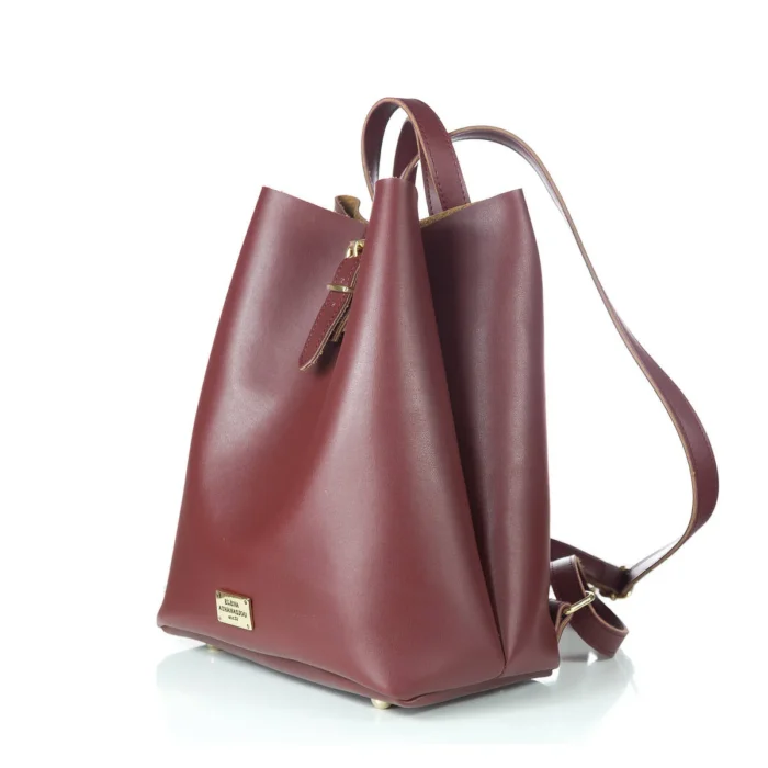 Recycled Leather Backpack Γυναικείο Βουργουνδί - Image 2