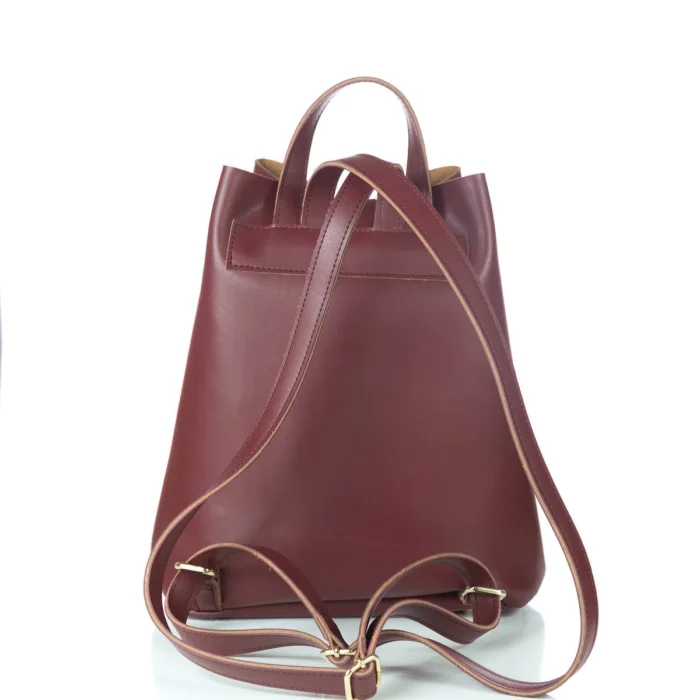 Recycled Leather Backpack Γυναικείο Βουργουνδί - Image 3