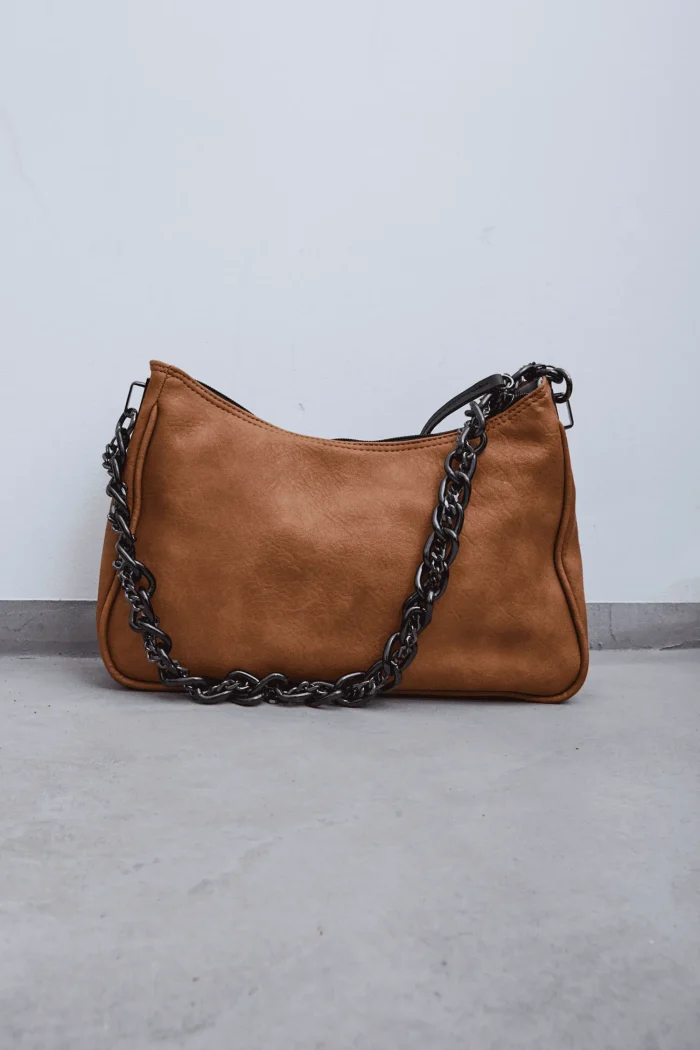 Retro Chain Baguette Bag Κονιακ - Image 4