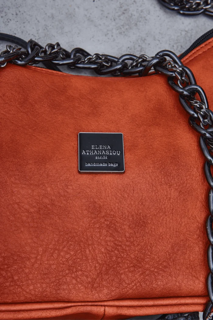 Retro Chain Baguette Bag Πορτοκαλί - Image 6