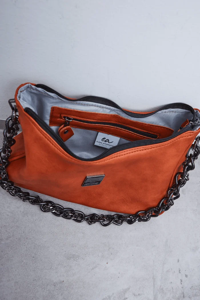 Retro Chain Baguette Bag Πορτοκαλί - Image 5