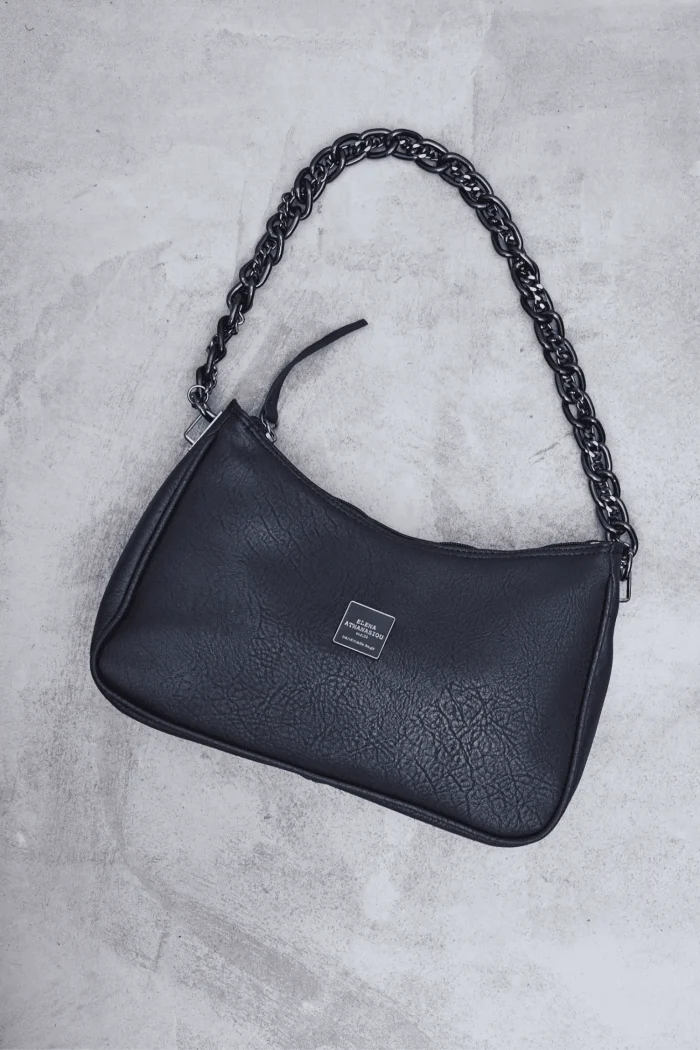 Retro Chain Baguette Bag Μαύρη - Image 2