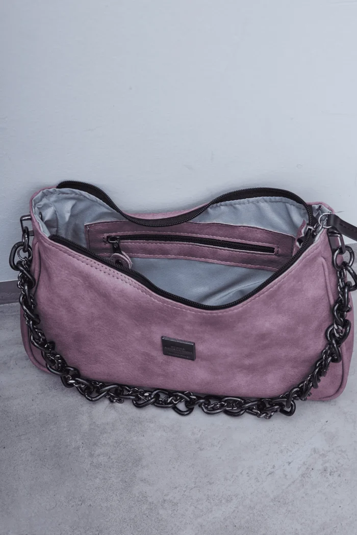 Retro Chain Baguette Bag Ροζ - Image 4