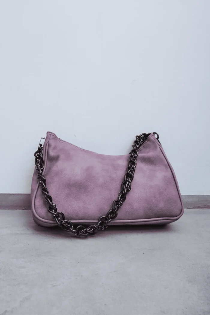 Retro Chain Baguette Bag Ροζ - Image 5