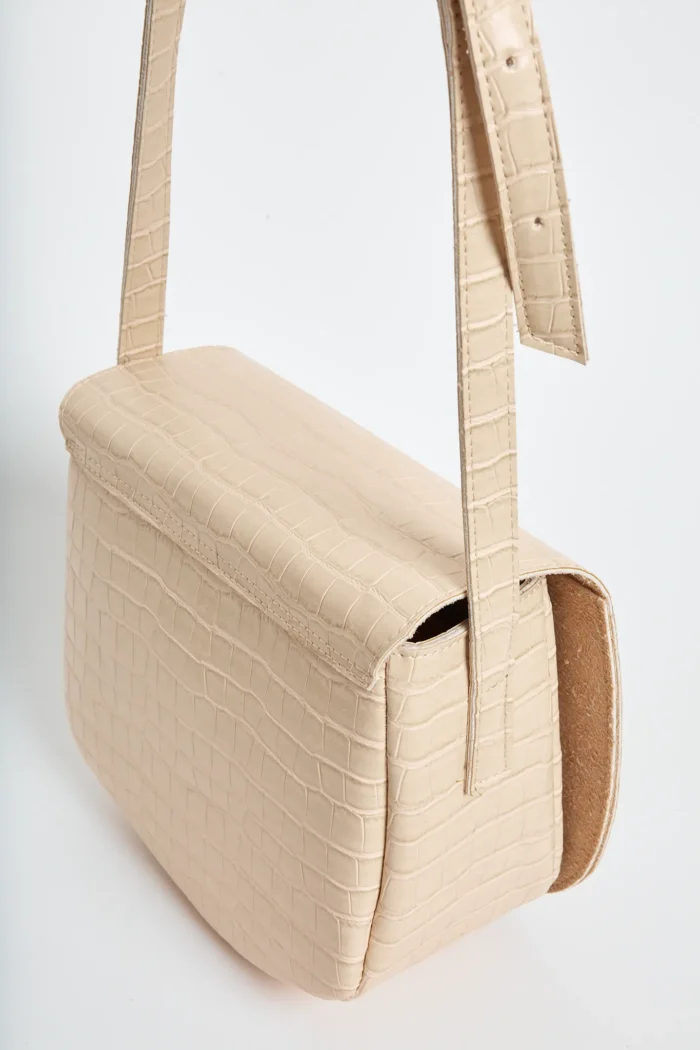 Croco Τσάντα Χιαστι Μπεζ Xl - Image 5