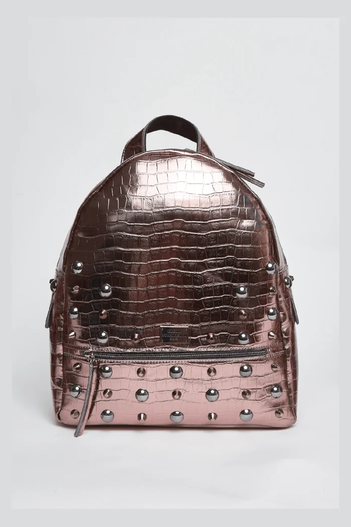 Croco Backpack Γυναικείο Μεταλλικό Γκρί Large - Image 2