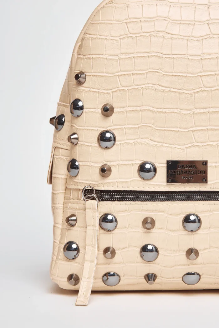 Croco Backpack Γυναικείο Μπεζ Large - Image 4
