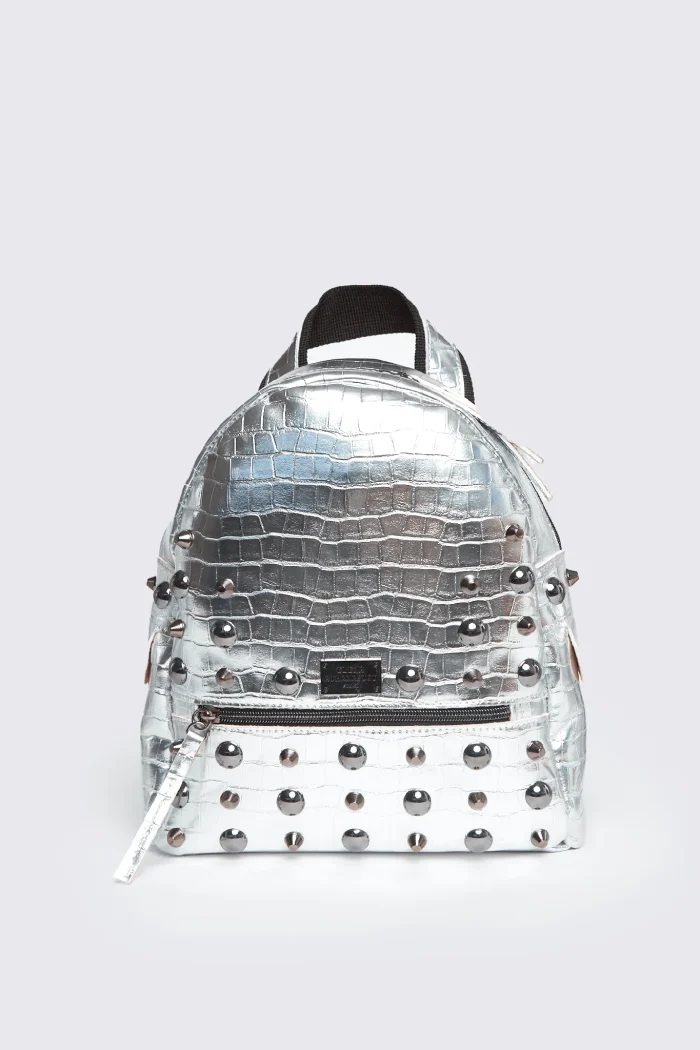 Croco Backpack Γυναικείο Ασημί Small - Image 2