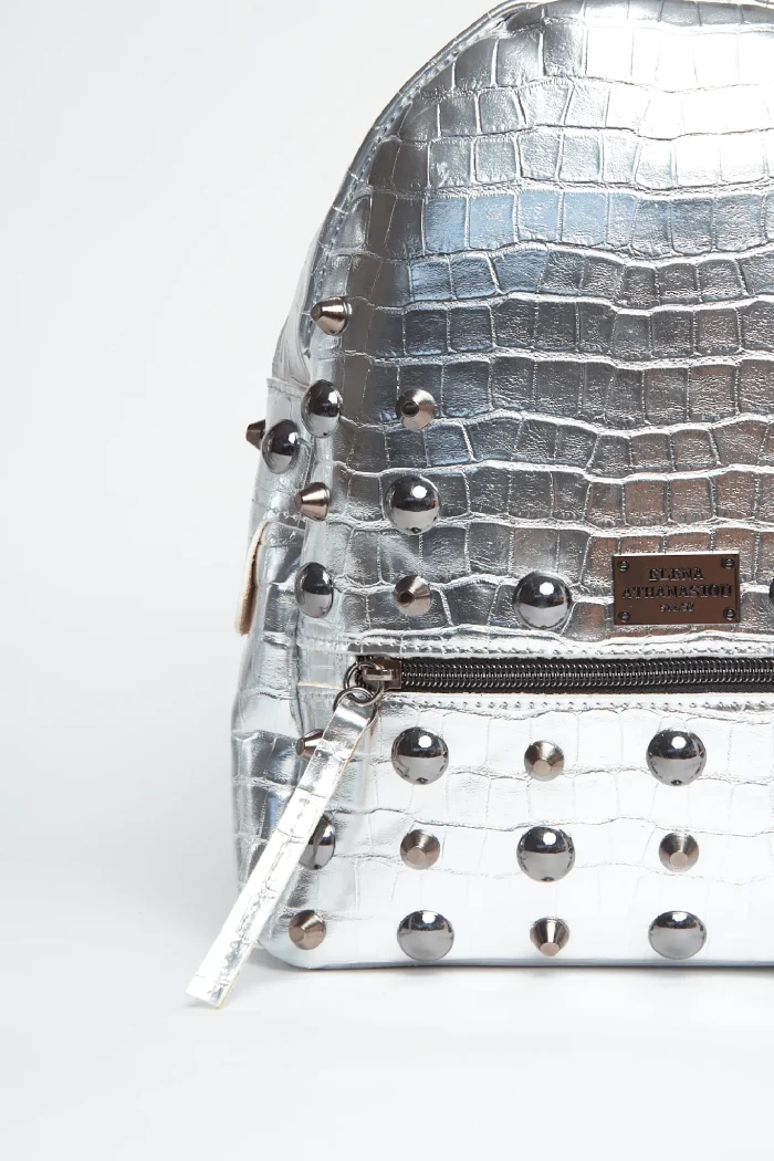 Croco Backpack Γυναικείο Ασημί Small - Image 3