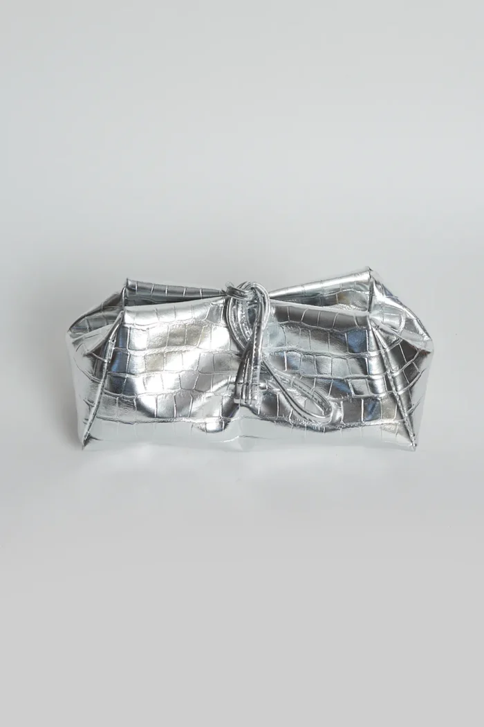 Lunchbag Croco Τσάντα Εξοδου Silver - Image 3
