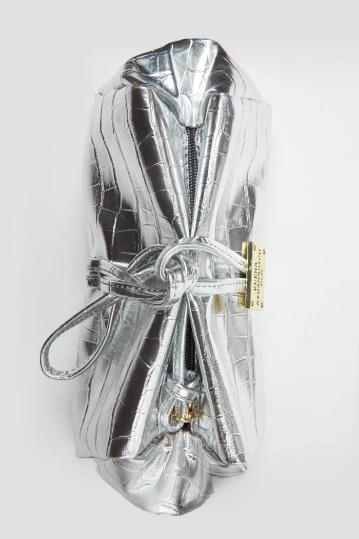 Lunchbag Croco Τσάντα Εξοδου Silver - Image 4