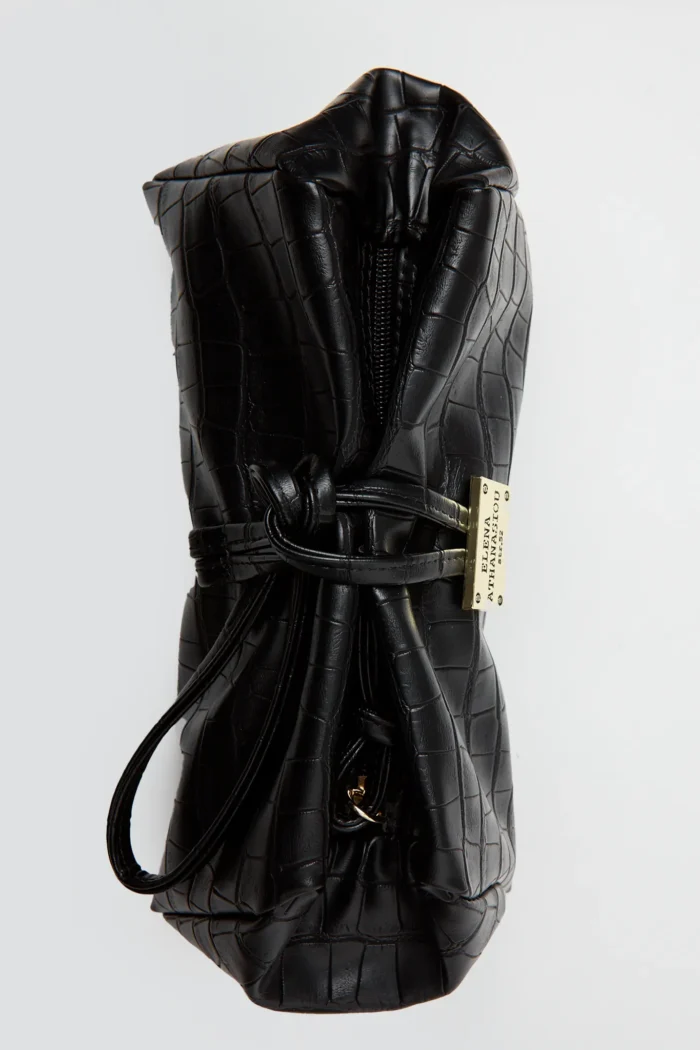 Lunchbag Croco Τσάντα Εξοδου Μαυρη - Image 4